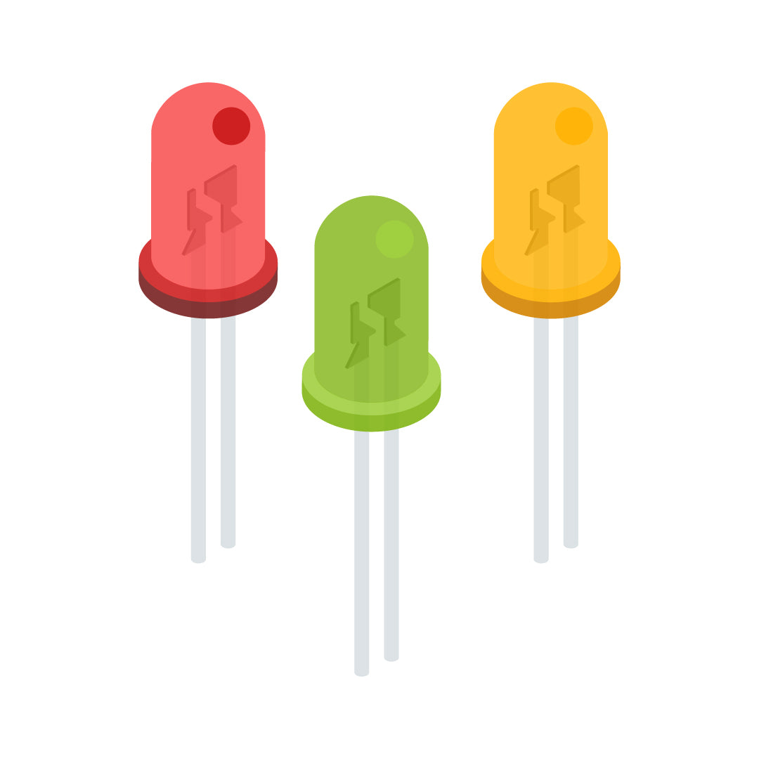 LED Diffused 3MM / 5MM - Red, Green, Yellow